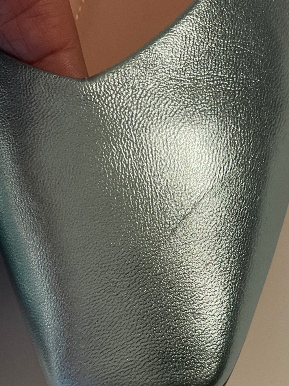MISS L FIRE Metallic Mint Blue Square Toe Leather Flats Size EU 39 /9 NEW - Picture 9 of 9
